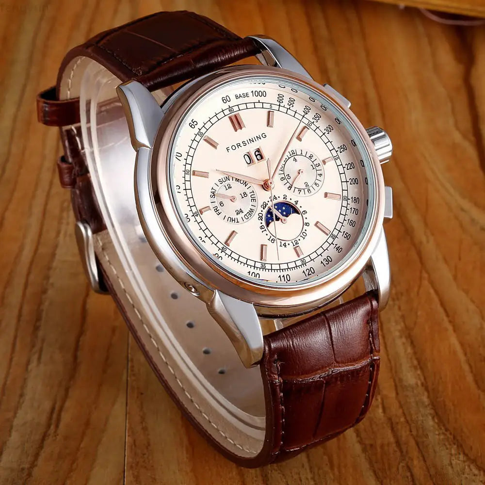 VASTARA vastara genuine leather trend sun and moon roman numerals unisex timepiece - stainless steel stainless steel watch