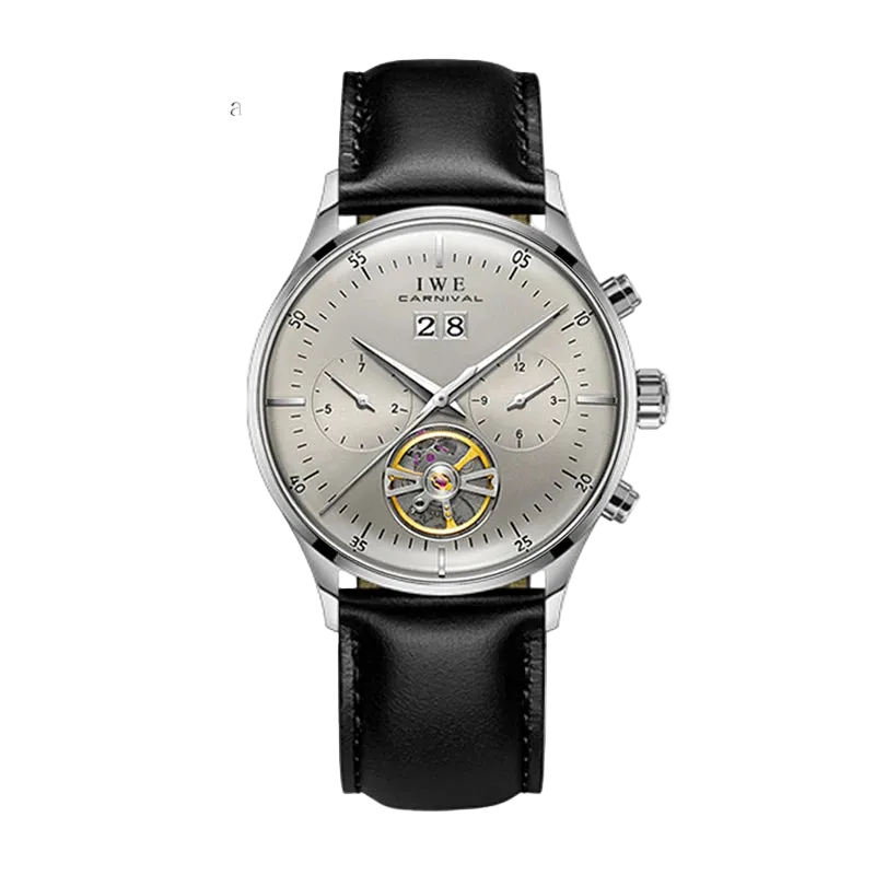 Grey Dial Tourbillon Watch Switzerland I&W Travel - Luxury Watch with precision timepiece