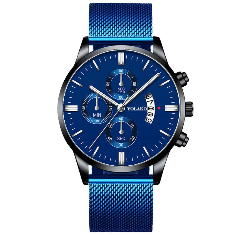 Men Calendar Watches Mens Stainless Steel Mesh - Product Image 2