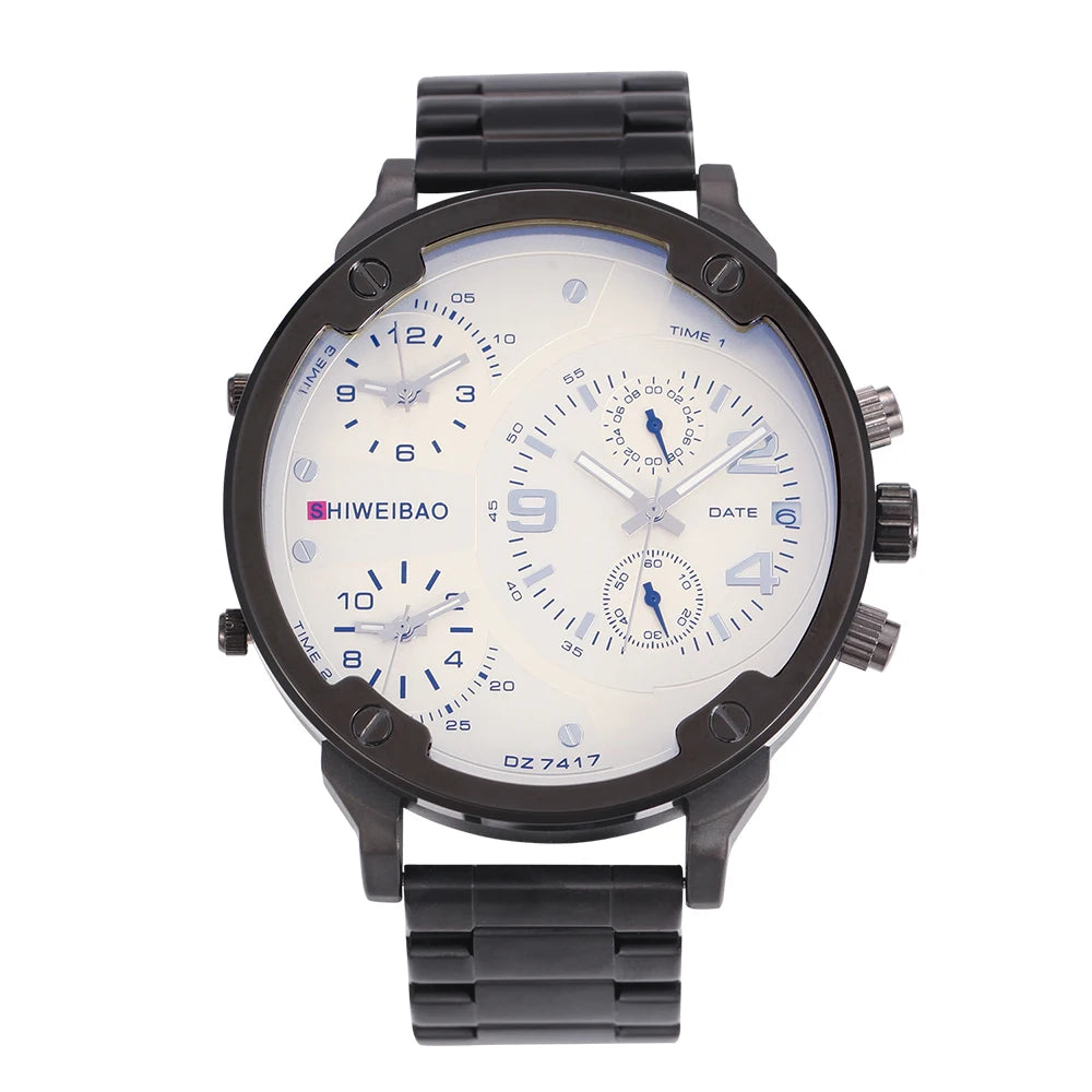 VASTARA vastara - steel multi time zone men s chronograph watch unisex timepiece - chronograph metal watch (USA)
