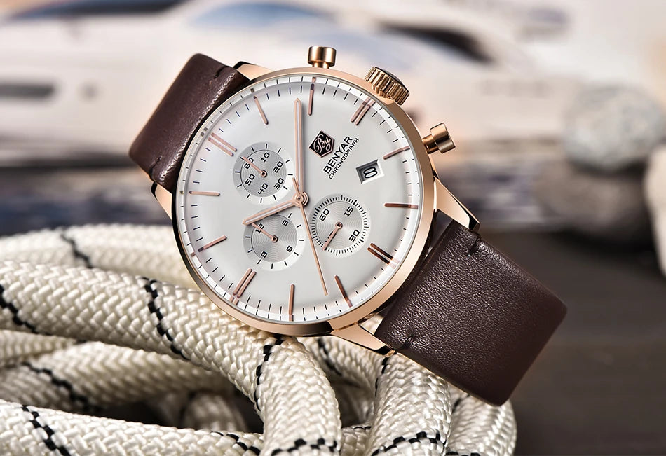 vastara chronograph pagani design s es 30m genuine leather japanese vk67 relogio masculino watch 19 - classic unisex