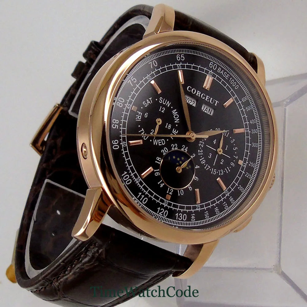 vastara - corgeut horizonmaster 42mm automatic calendar watch for men watch 18 - casual unisex timepiece with stainless