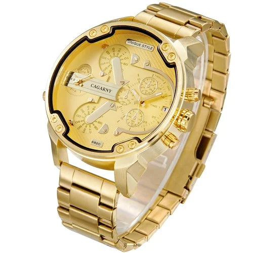 vastara cagarny cool big case wrist es golden watch 8 - classic unisex timepiece with stainless steel (USA)