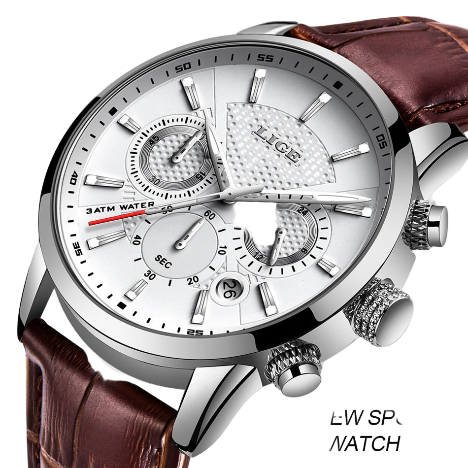 vastara - men s chronosport quartz leather watch watch 7 - elegant unisex timepiece with chronograph (USA)