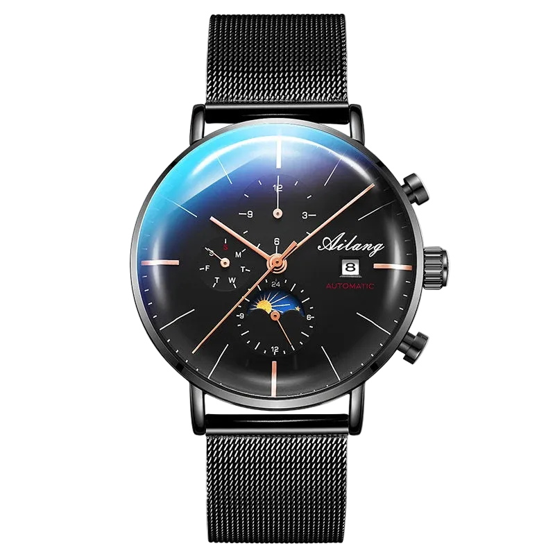 AILANG Fashio Men Black Automatic Mechanical - Men'S Watch with automatic mechanical movement