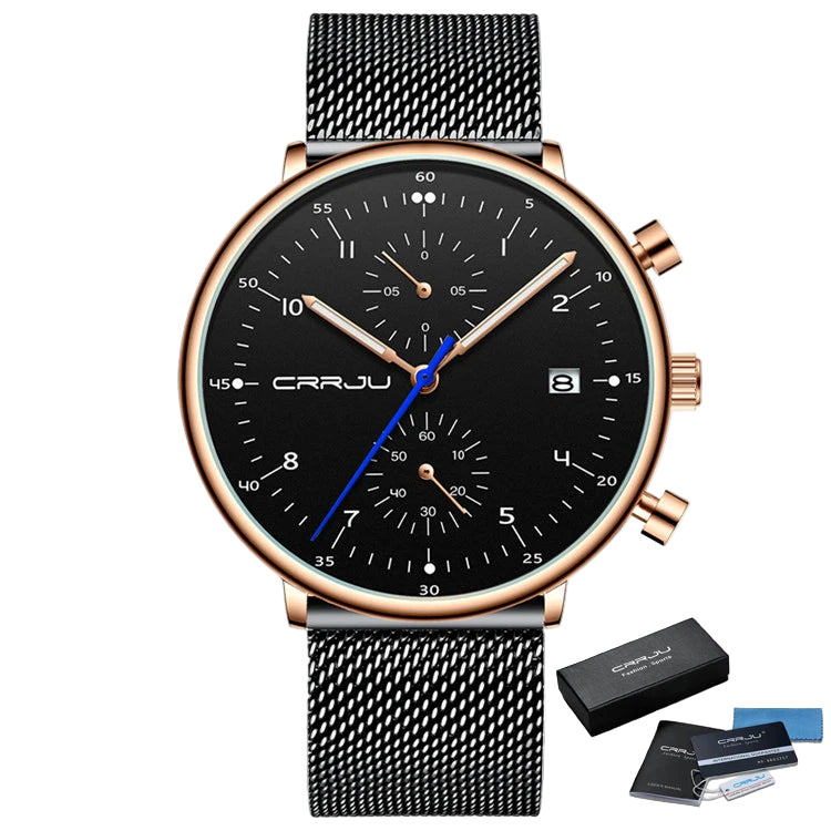 vastara - chronox steel men s slim chronograph waterproof business watch 13 - casual unisex timepiece with chronograph (USA)