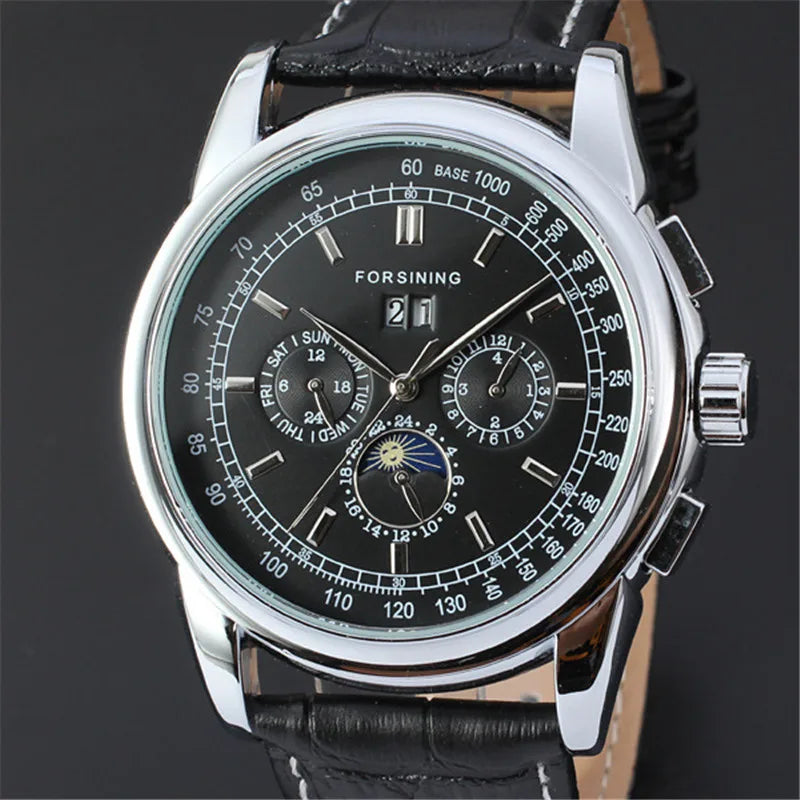 vastara genuine leather trend sun and moon roman numerals watch 7 - classic unisex timepiece with stainless steel (USA)