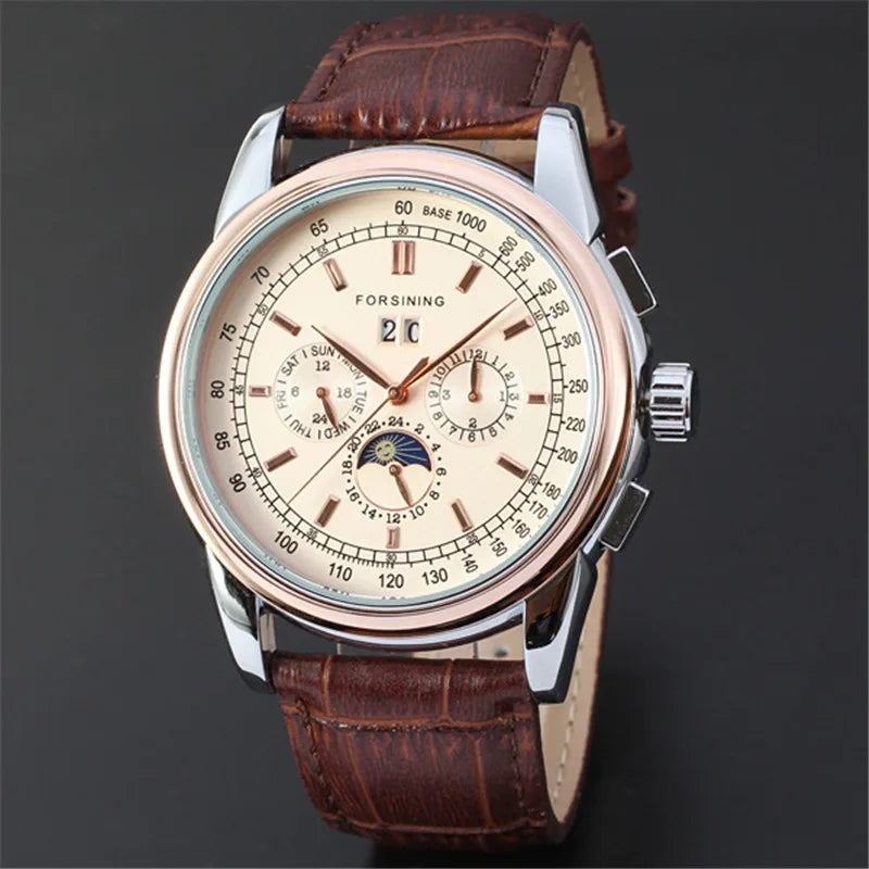 vastara genuine leather trend sun and moon roman numerals watch 20 - classic unisex timepiece with stainless steel (USA)