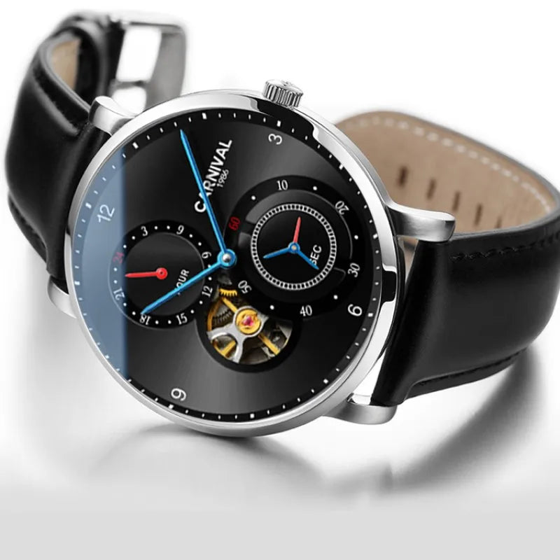 vastara tourbillon carnival es small second dial 24 hours sapphire skeleton for - classic unisex watch with stainless steel