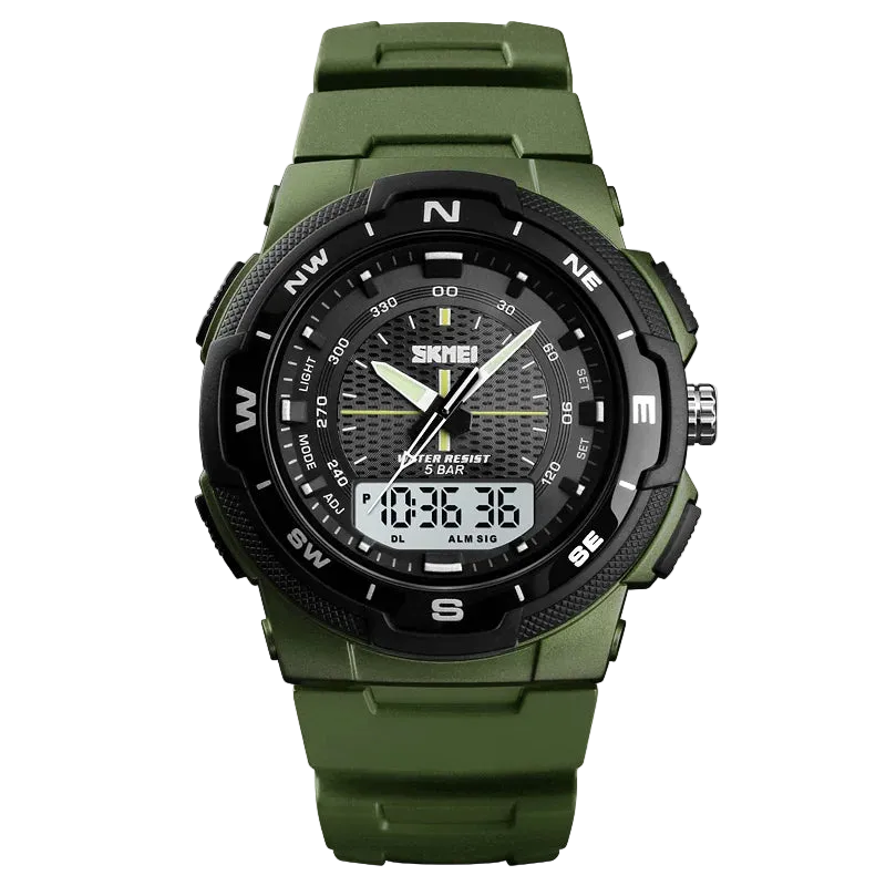 vastara skmei dual time back light display sport es s stop date week 5bar pu strap clock reloj hombre watch 27 - classic