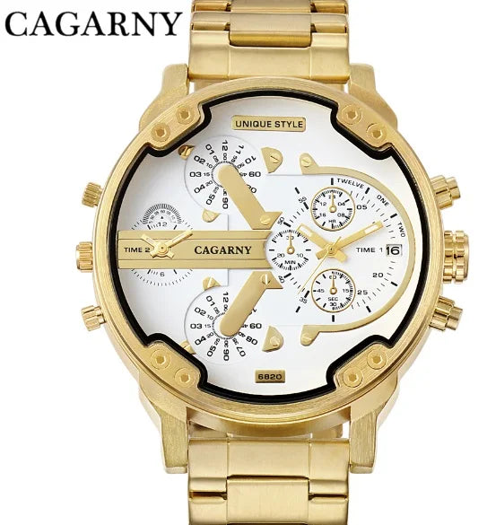 vastara cagarny cool big case wrist es golden watch 10 - classic unisex timepiece with stainless steel (USA)