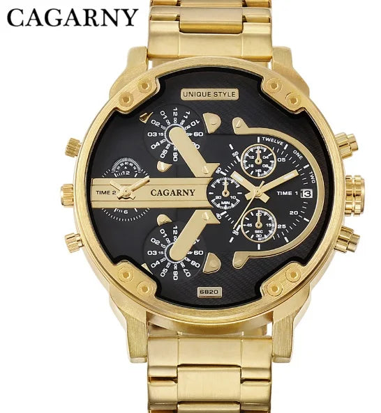vastara cagarny cool big case wrist es golden watch 9 - classic unisex timepiece with stainless steel (USA)