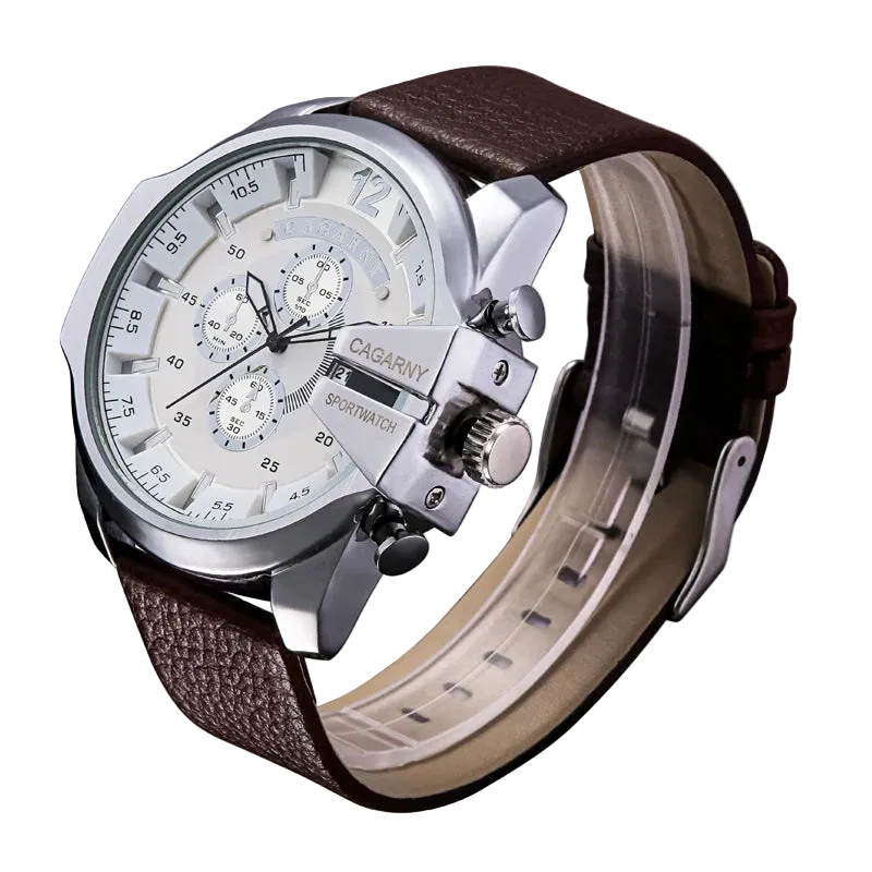 VASTARA vastara cagarny s es military leather band date clock relojes hombre d6839 unisex timepiece - chronograph stainless