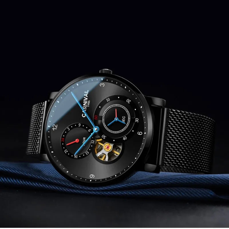 VASTARA vastara tourbillon carnival es small second dial 24 hours sapphire skeleton for unisex timepiece - stainless steel