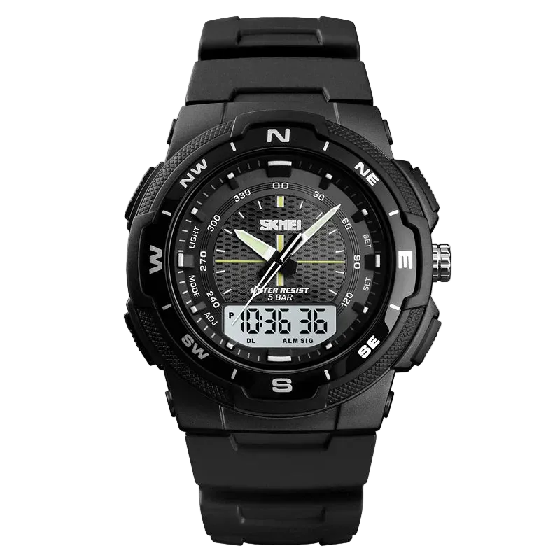 vastara skmei dual time back light display sport es s stop date week 5bar pu strap clock reloj hombre watch 28 - classic