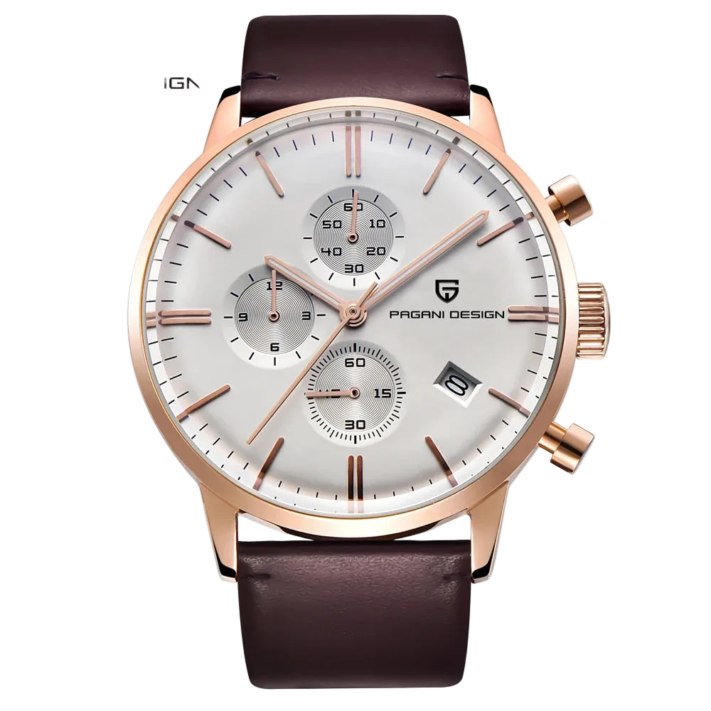 unisex classic watch vastara chronograph pagani design s es 30m genuine leather japanese vk67 relogio masculino - daily wear