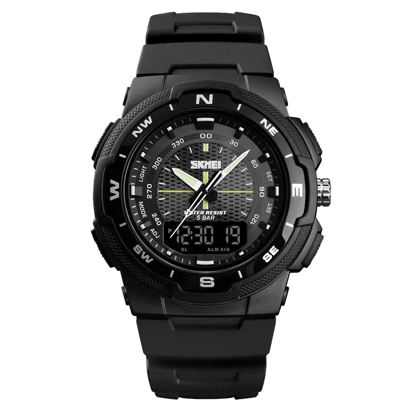 vastara skmei dual time back light display sport es s stop date week 5bar pu strap clock reloj hombre watch 29 - classic