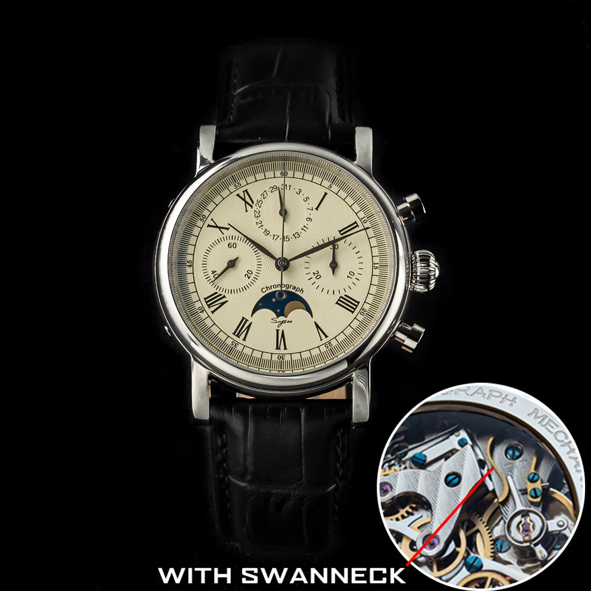 vastara sapphire sugess st1908 swanneck with technology watch 39 - classic unisex timepiece with stainless steel (USA)