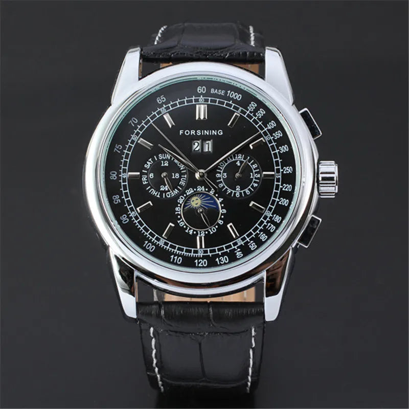 vastara genuine leather trend sun and moon roman numerals watch 8 - classic unisex timepiece with stainless steel (USA)