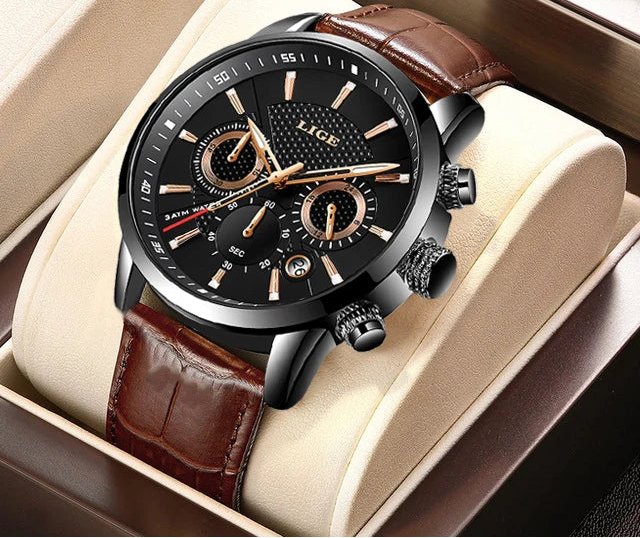 vastara - men s chronosport quartz leather watch watch 14 - elegant unisex timepiece with chronograph (USA)