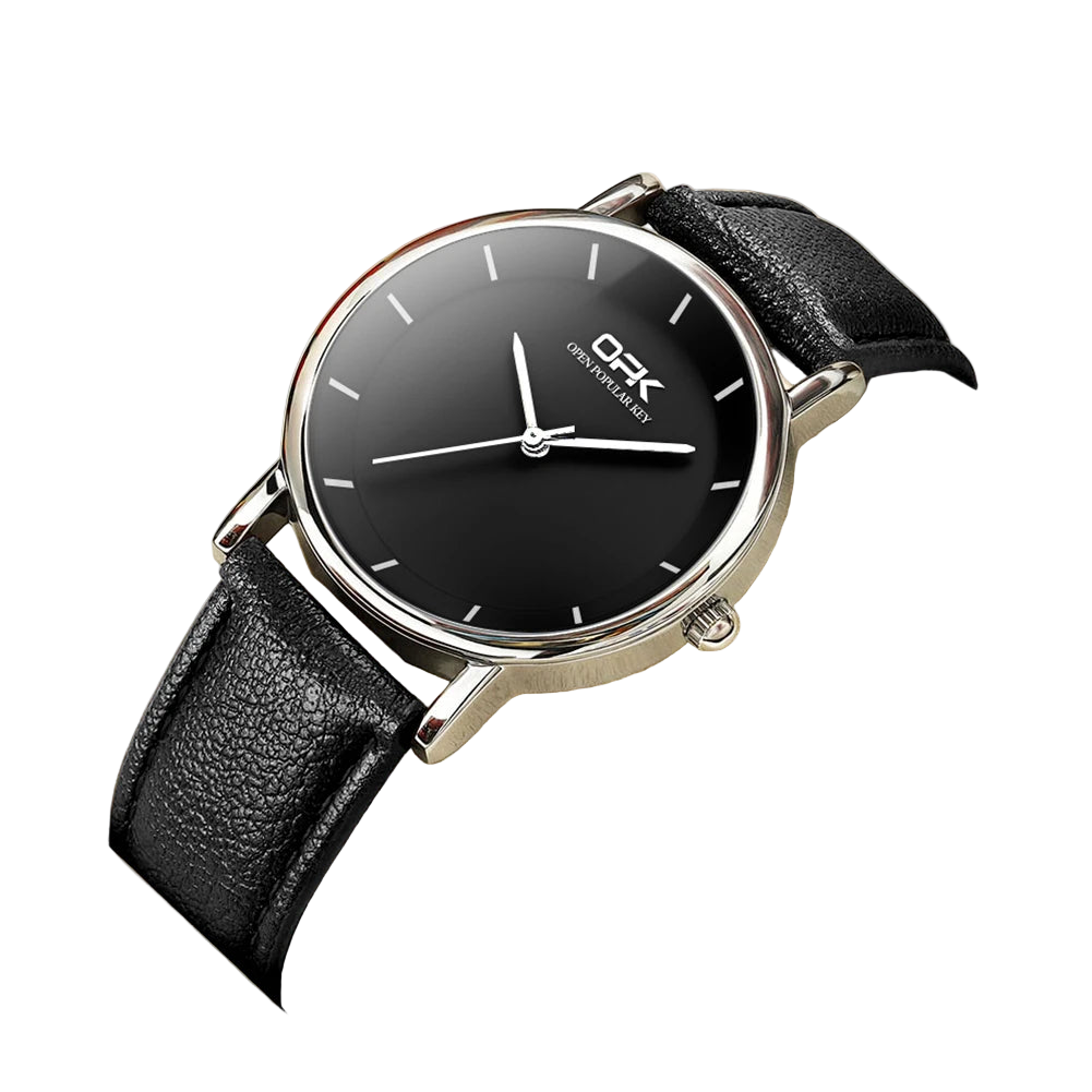 vastara men’s casual leather watch – waterproof quartz luminous - casual unisex watch with waterproof in neutral stainless