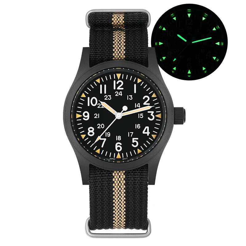 vastara - militado vintage field watch sweep second quartz watch 33 - casual luxury timepiece timepiece with waterproof (USA)