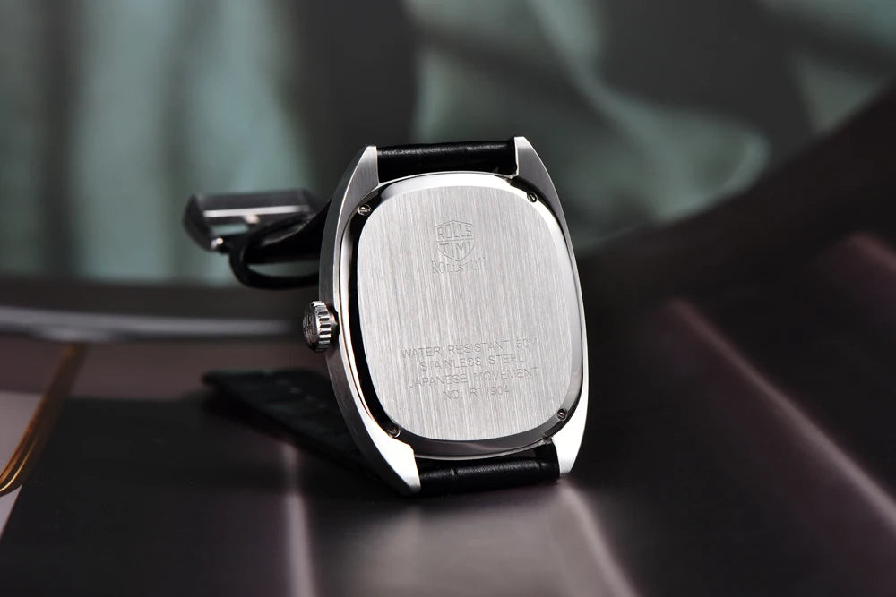 vastara rollstimi oval 's es for vh31 clock gift leather watch 18 - classic unisex timepiece with stainless steel (USA)