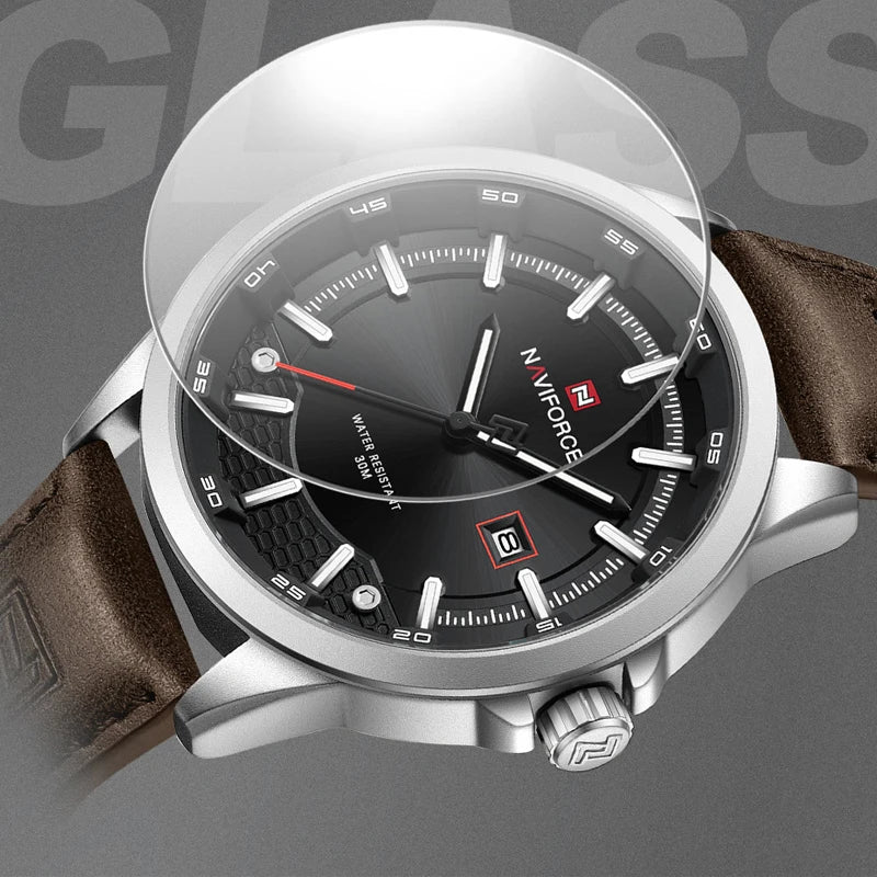 VASTARA vastara naviforce design es for comfortable genuine leather japanese date gifts for unisex timepiece - stainless