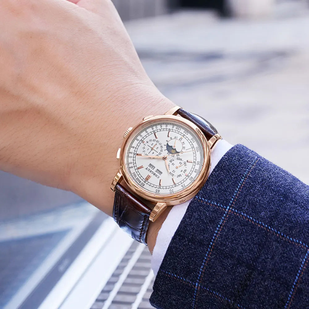 vastara - corgeut horizon master moonphase automatic watch watch 40 - casual unisex timepiece with stainless steel (USA)