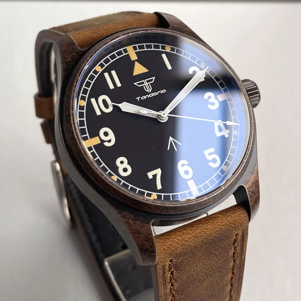 vastara sapphire tandorio retro pilot es nh35a 's aviator bronze pvd sapphire crystal 39mm watch 15 - classic unisex