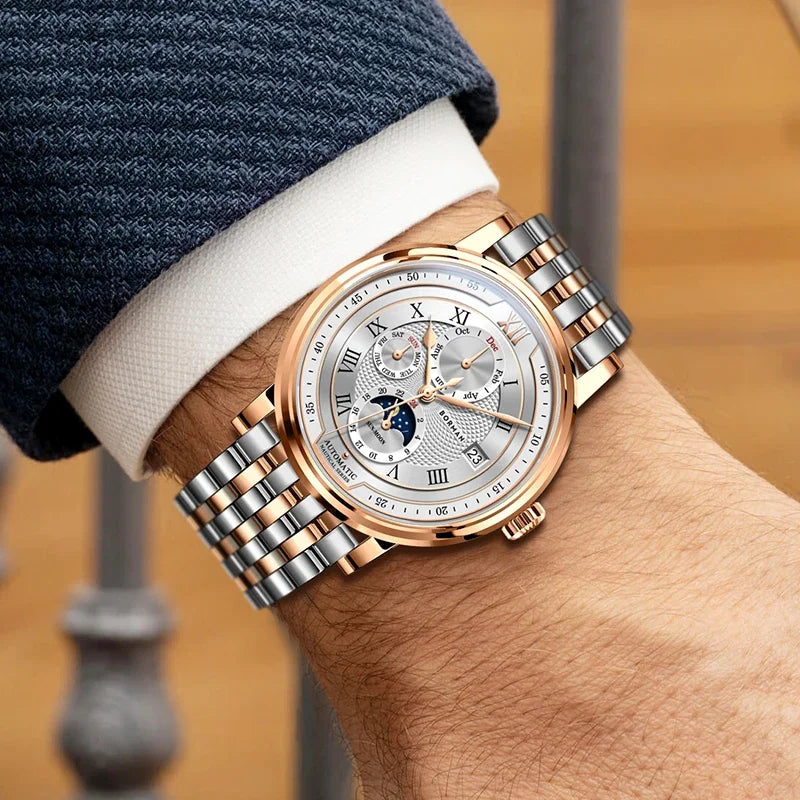 VASTARA vastara - borman imperium 40mm automatic mechanical moonphase watch unisex timepiece - waterproof stainless steel