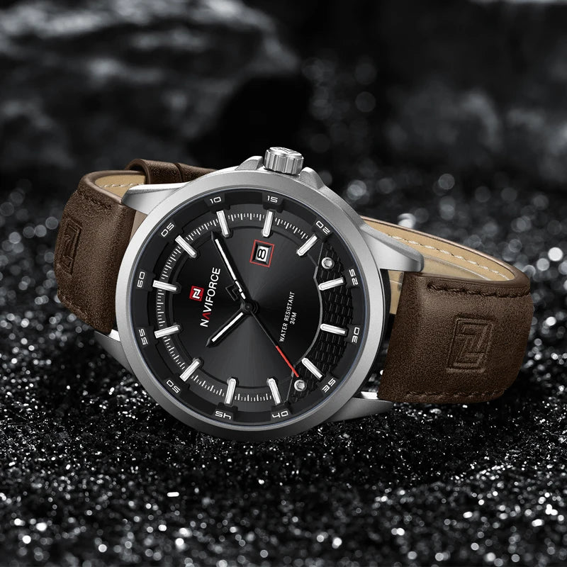 unisex classic watch vastara naviforce design es for comfortable genuine leather japanese date gifts for - daily wear