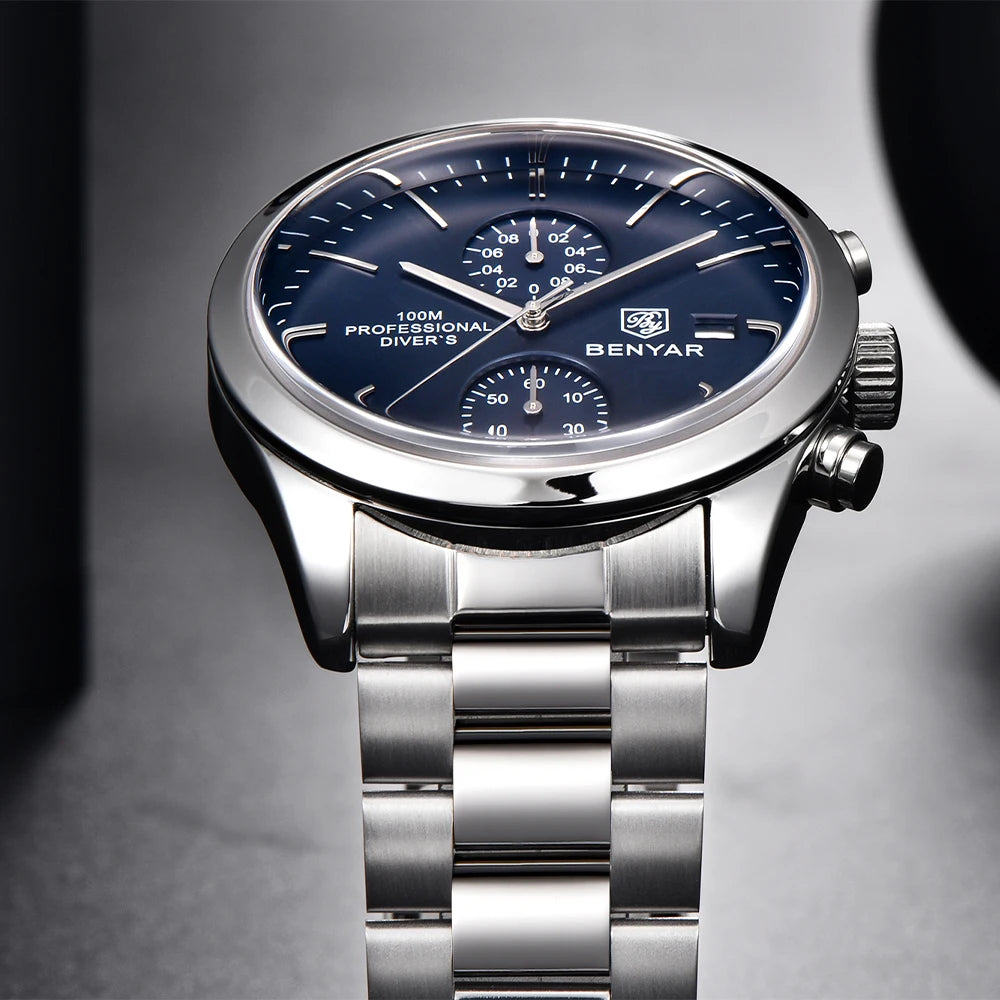 vastara chronograph luxury30m chronograph leather clock relojes hombre - japanese - japanese chronograph - surgical-grade