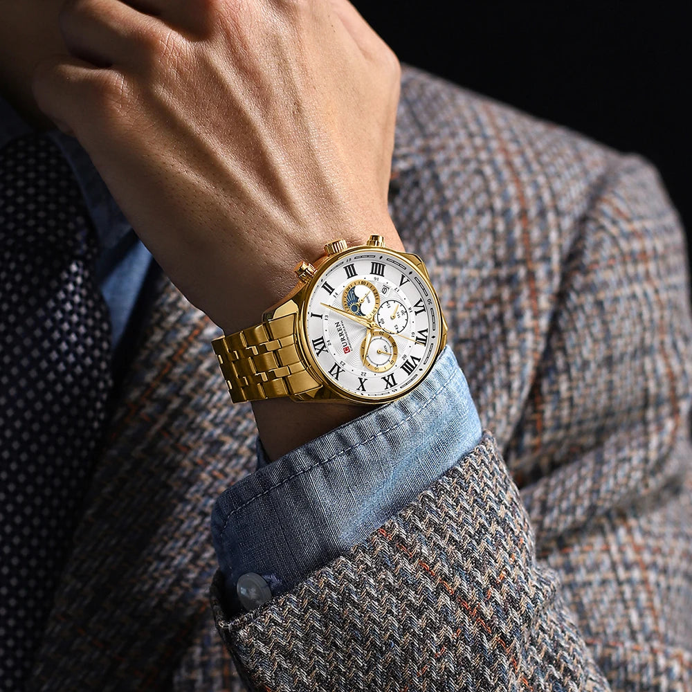 vastara casual business stainless steel bracelet for chronograph roman numeral dial 's watch 15 - casual unisex timepiece