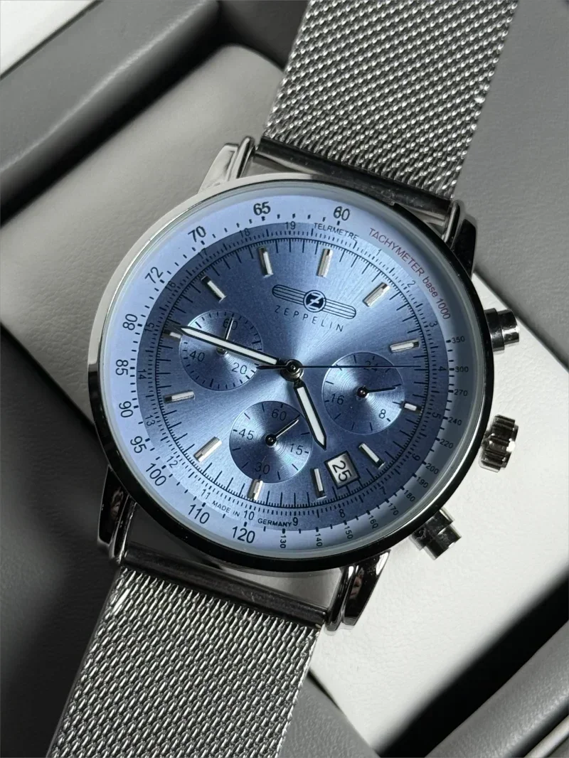 vastara - zeppelin skychrono 42mm quartz chronograph leather watch watch 12 - vintage unisex timepiece with chronograph (USA)