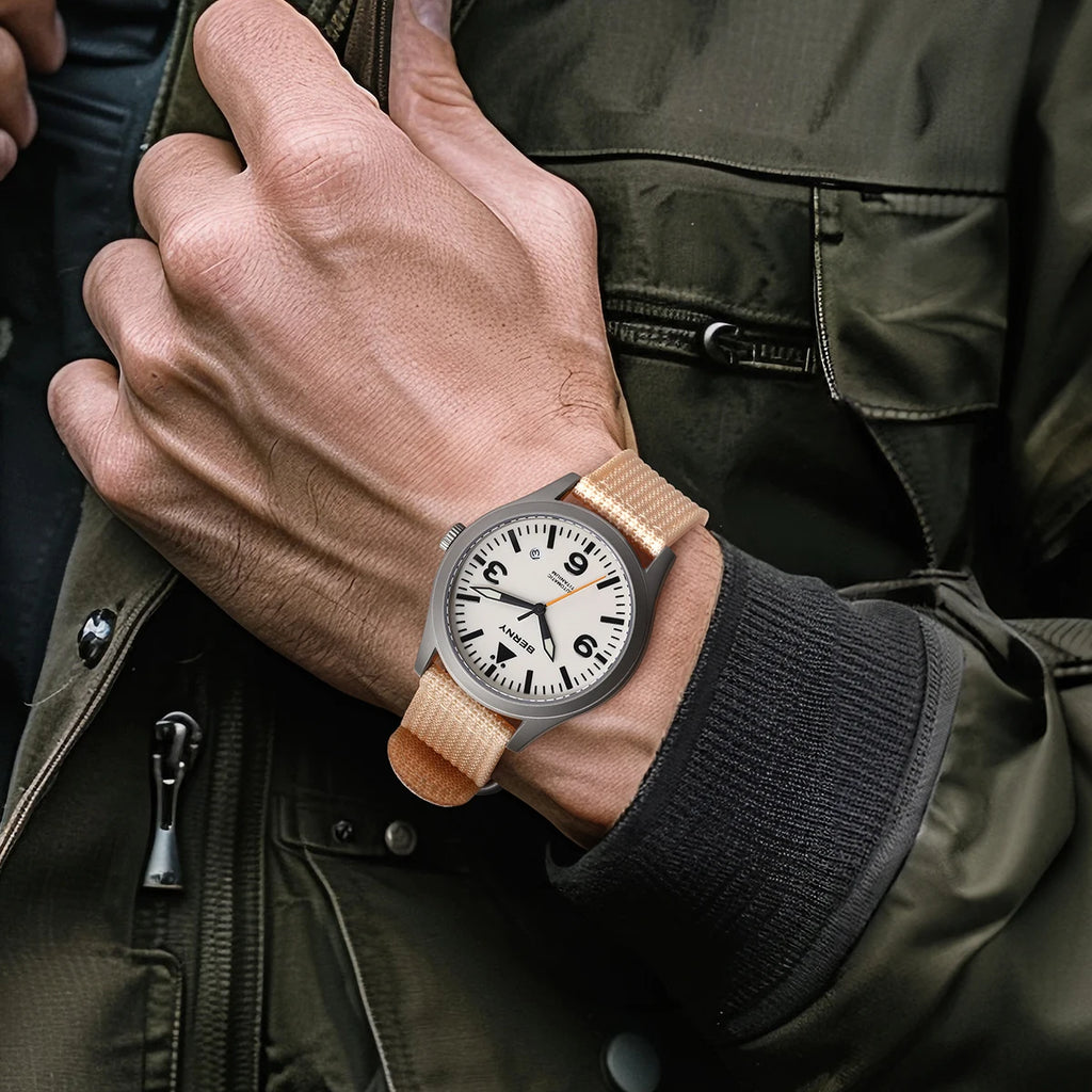 vastara berny pilot titanium sapphire ar coating supper luminous 10bar sport titanium aviation watch 29 - classic unisex