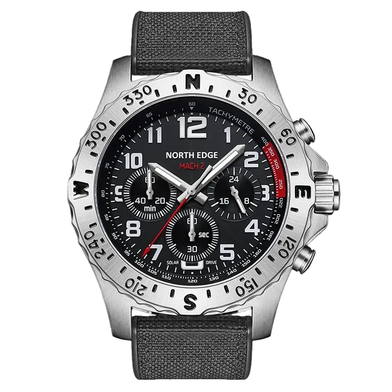 NORTH EDGE MACH Men's Watches Solar Power - Luxury Watch with precision timepiece