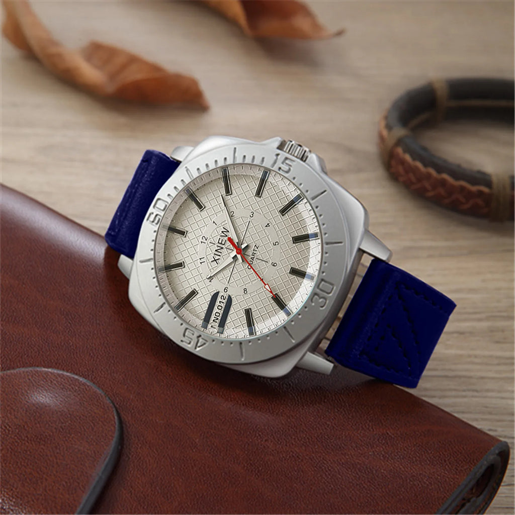 vastara hig-end simple business leather band strap glass minimalist round dial versatile daily outgoing watch 24 -