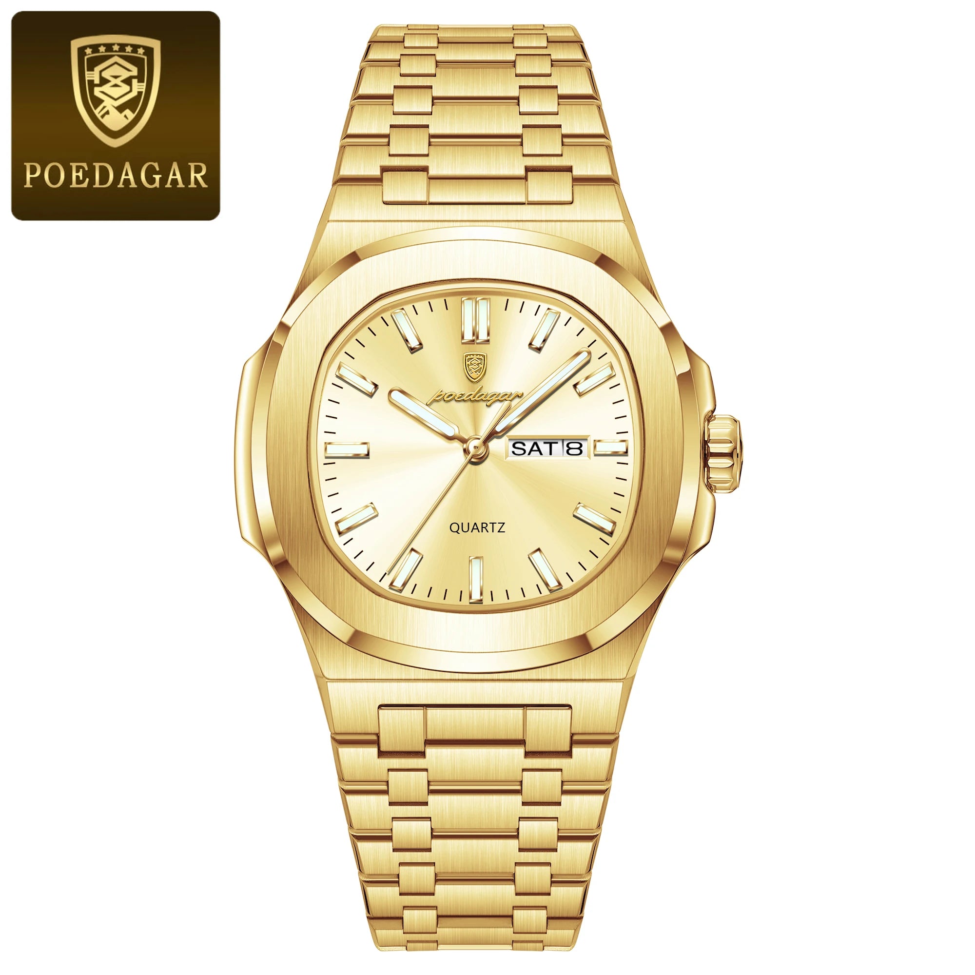 vastara poedagar square s es luminous watch 7 - classic unisex timepiece with stainless steel (USA)