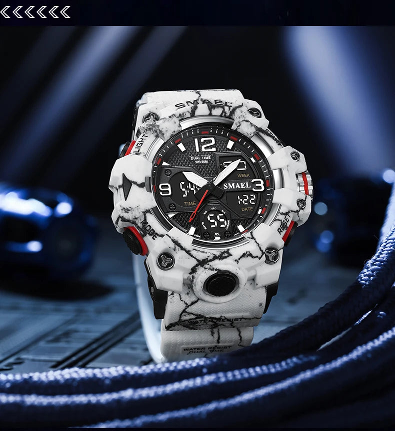 vastara sport military for alarm clock stop led digital back light dual time display 8008 's watch 56 - modern unisex