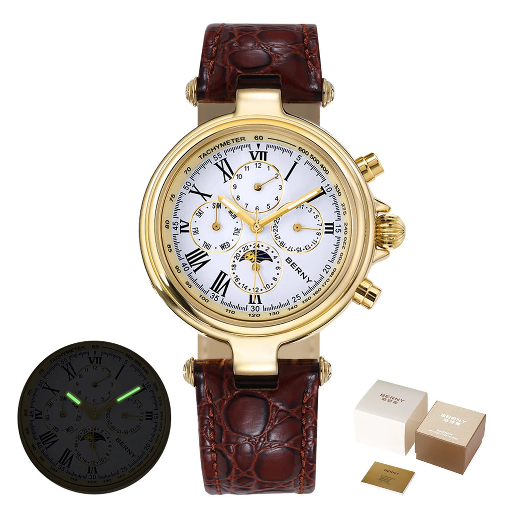 vastara retro for sun moon phase: genuine leather genuine leather watch 15 - classic unisex timepiece with stainless steel