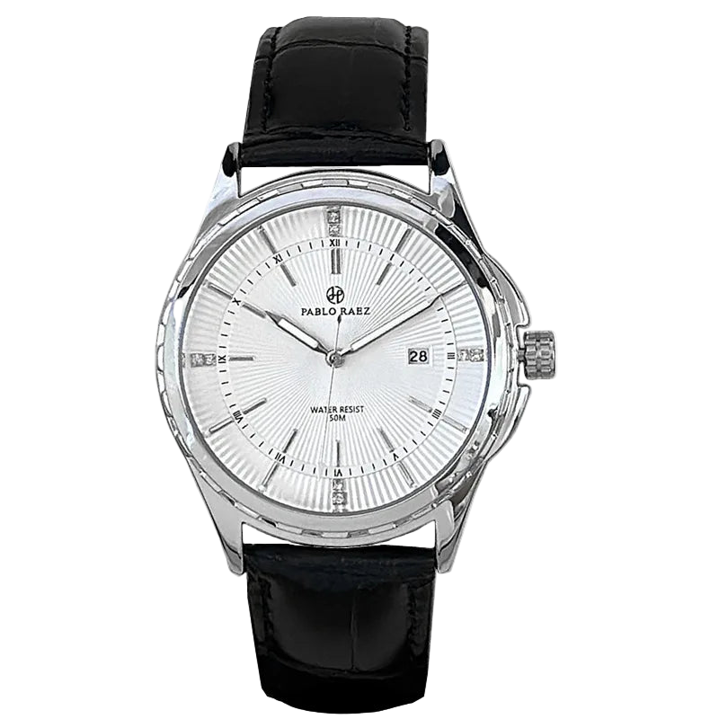 vastara - aventro noir business class men s watch - casual unisex watch with leather strap in neutral metal (USA)