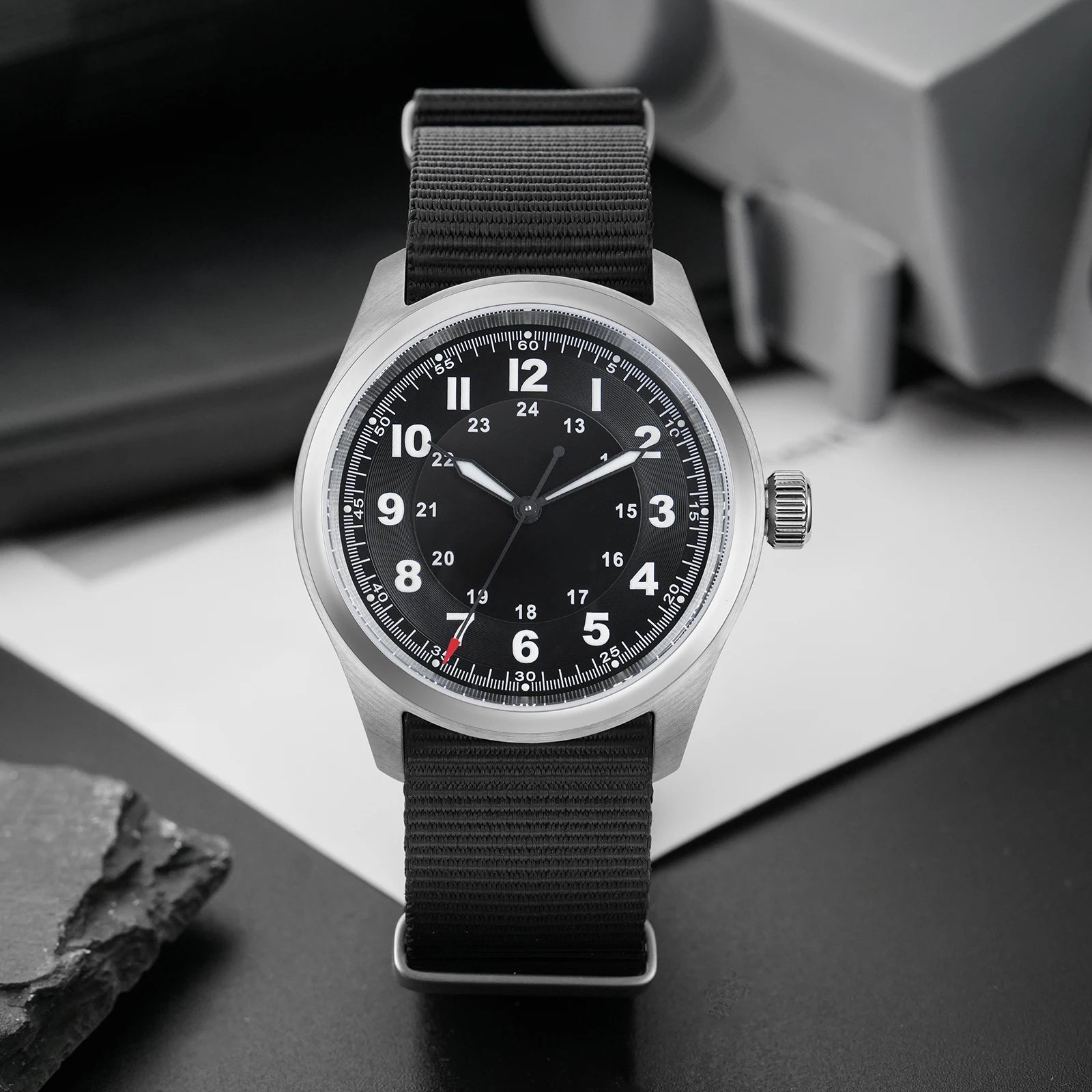 Militado ML Vintage Black Watch VH Sweep Quartz - Product Image 8