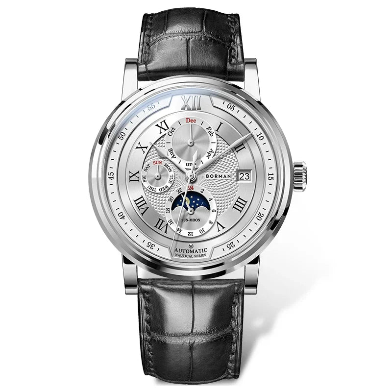 vastara - borman imperium 40mm automatic mechanical moonphase watch watch 13 - casual unisex timepiece with waterproof (USA)