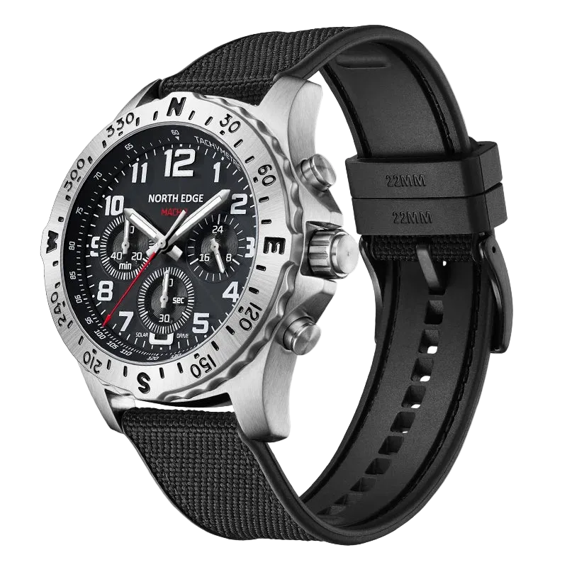 ORTH EDGE MACH Men's Watches Solar Power stainless - Luxury Watch with precision timepiece