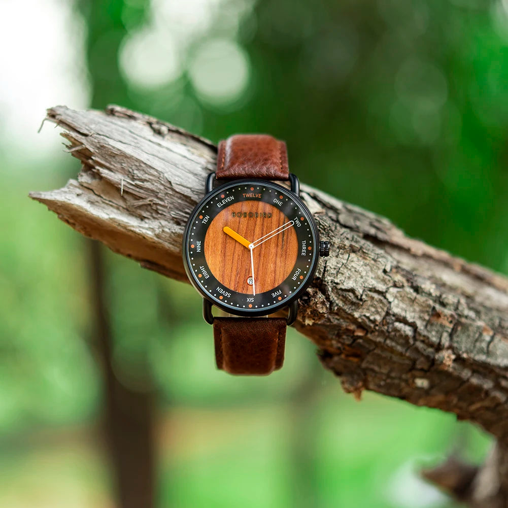 vastara bobo bird men’s wooden watch watch 25 - classic unisex timepiece with stainless steel (USA)