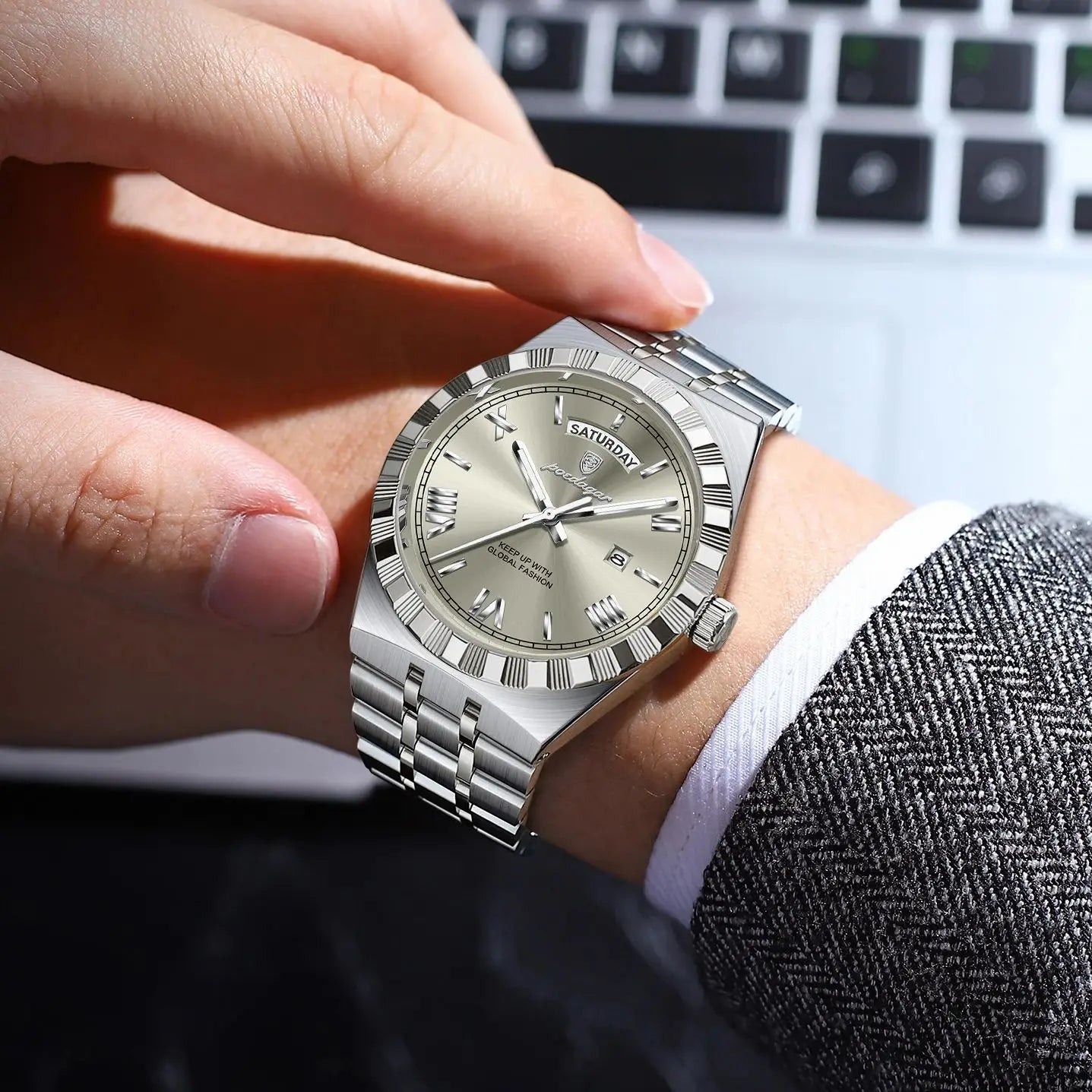 VASTARA vastara - aurelius chrono luxury quartz roman calendar watch for men unisex timepiece - waterproof stainless steel