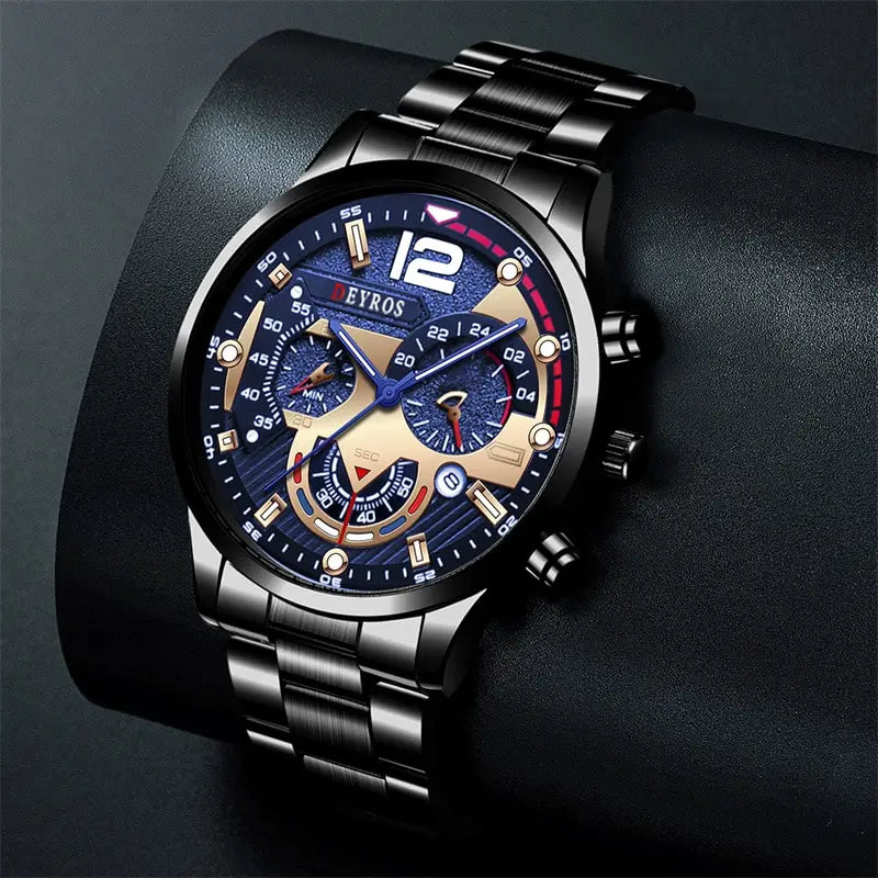 Fashion Mens Stainless Steel Watches Luxury Quartz - Product Image 3