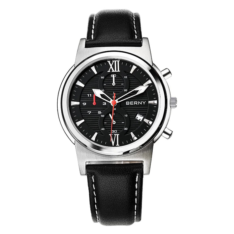 BERNY Men Quartz Watch Calendar Waterproof Leather - Product Image 27