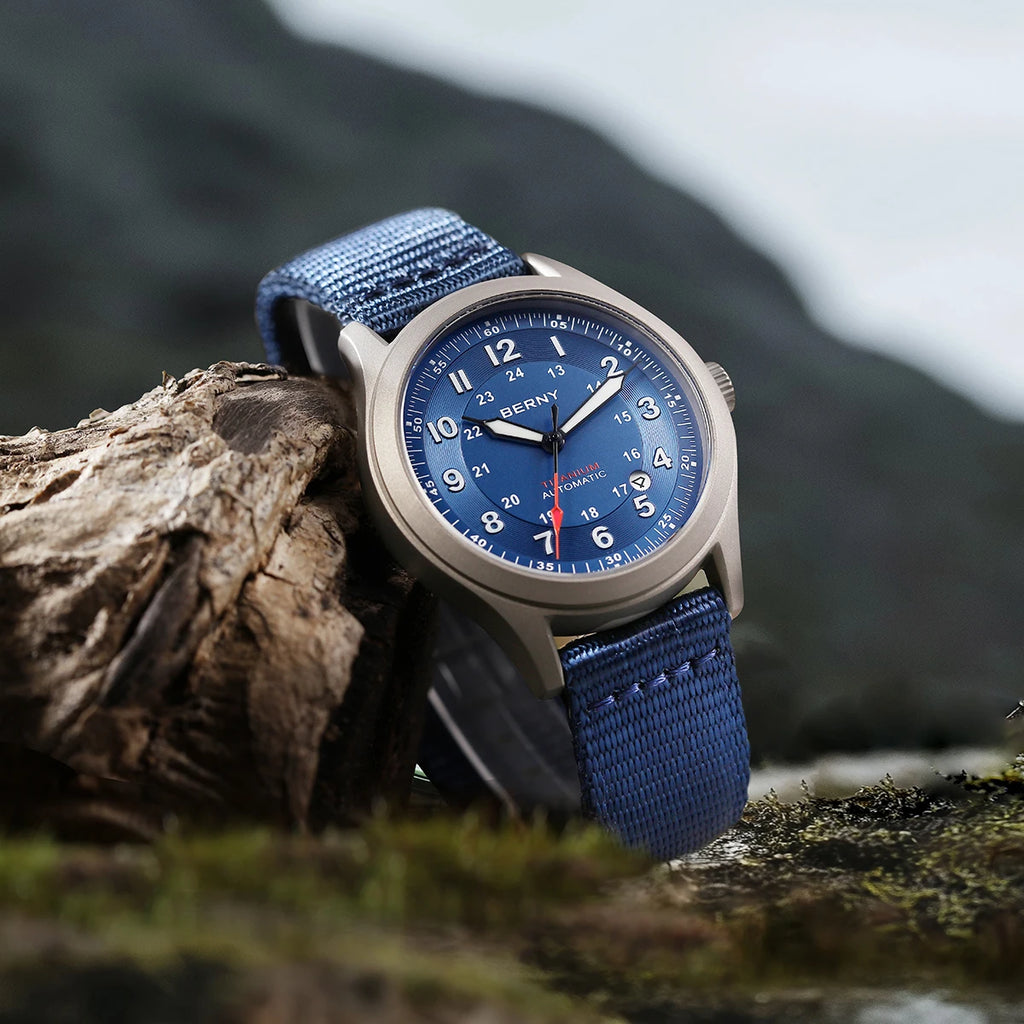 vastara berny full titanium es for sapphire super luminous field pilot date sports easy read watch 32 - sports unisex